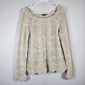 American Eagle Outfitters Cream Textured Sweater Open Knit Size Small